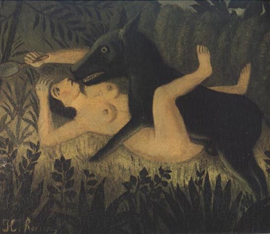 Henri Rousseau Beauty and the Beast Germany oil painting art